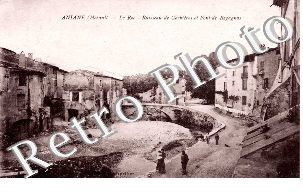 Le roc - Ruisseau de Corbieres et pont de Regagnas