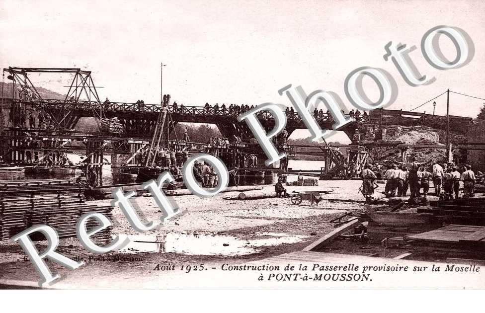 Construction de la Passerelle Provisoire sur la Moselle - Aout 1925