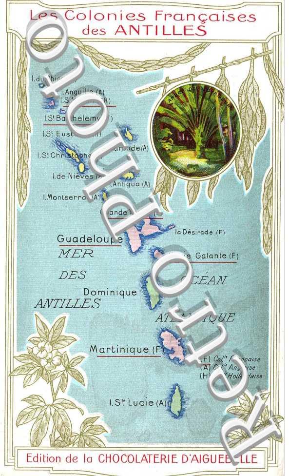 la Carte geographique  Mer des Antilles, Edition de la Chocolaterie d'Aiguebelle