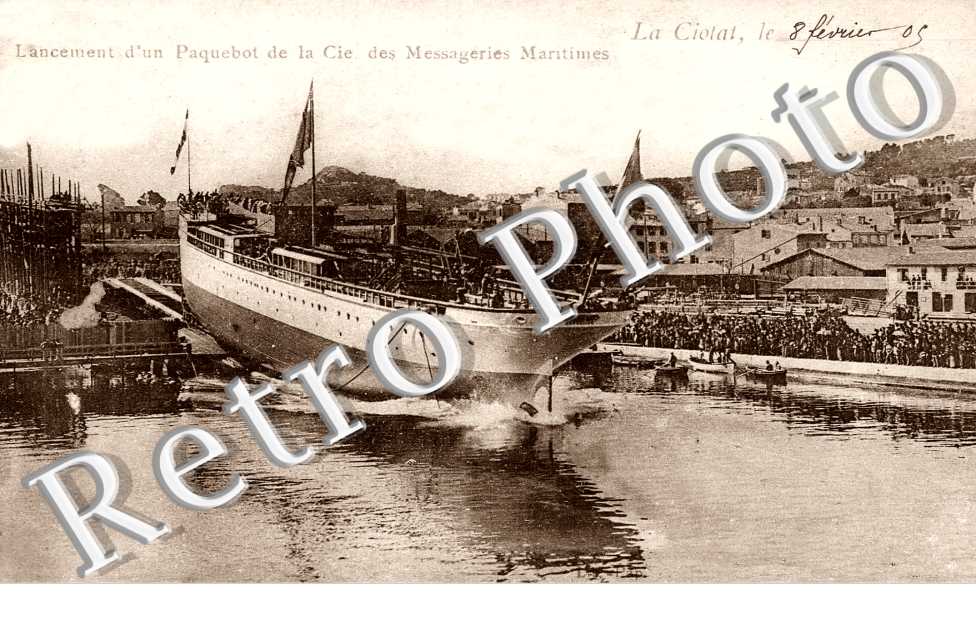lancement d'un paquebot de la compagnie des messageries maritimes