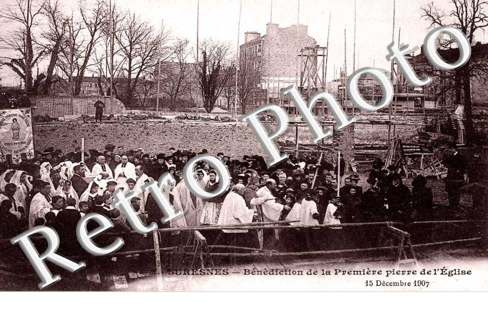 Benediction de la premiere pierre de l'eglise 15 decembre 1907