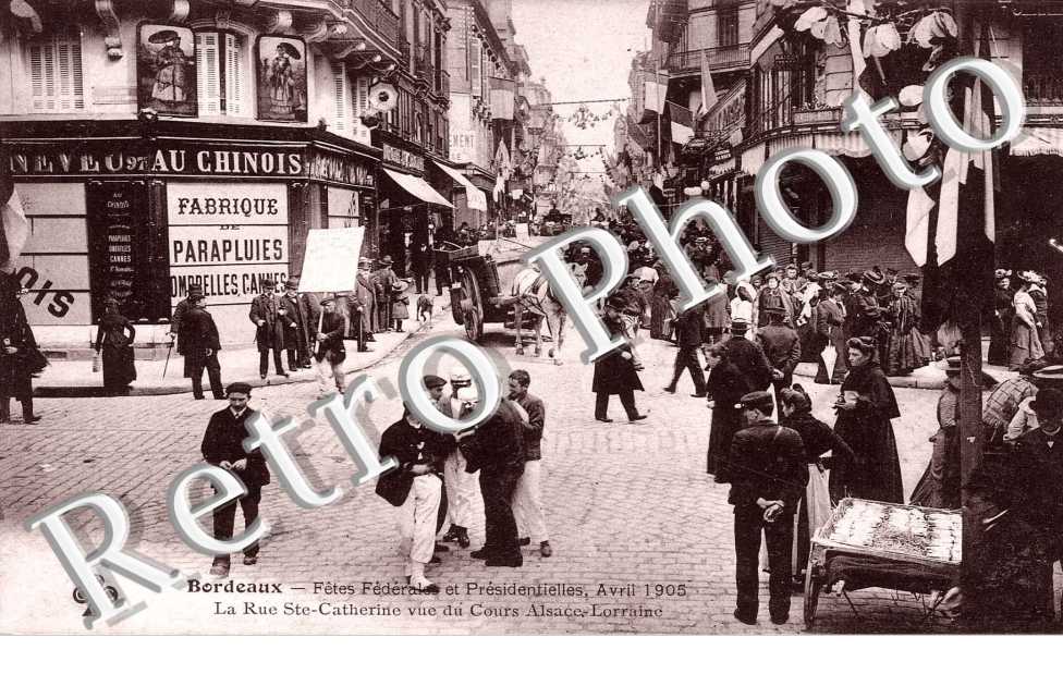 La rue Sainte-Catherine fetes federales et presidentielles avril 1905