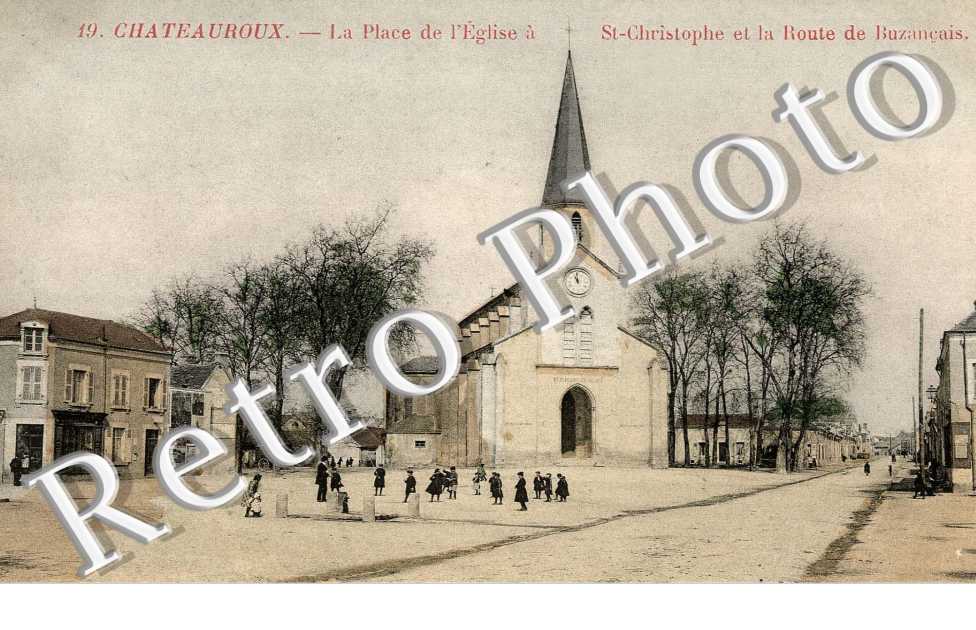 la place de l'eglise a St Christophe et la route de Buzancais