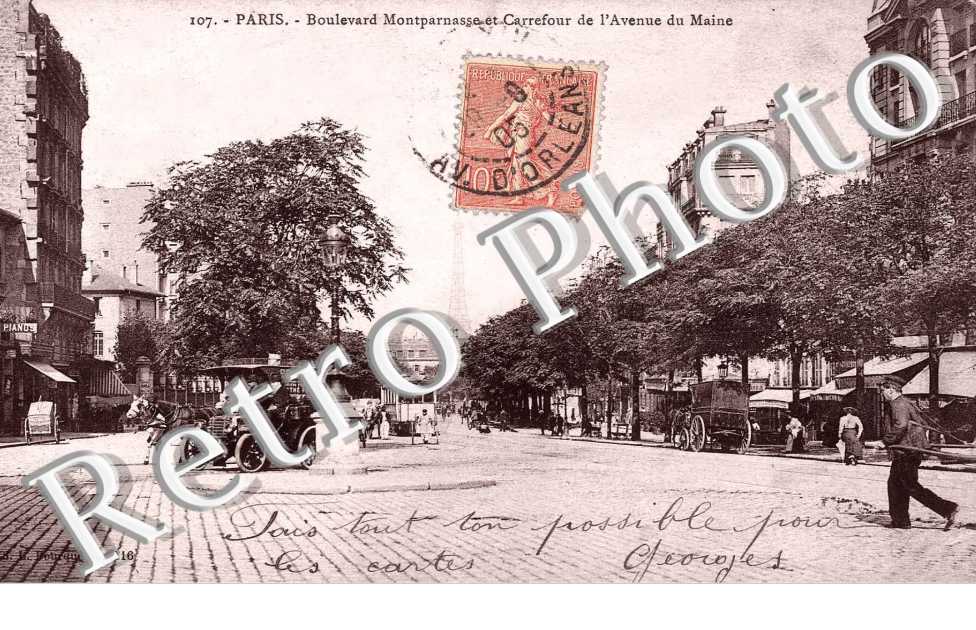 Boulevard Montparnasse et carrefour de l'avenue du Maine