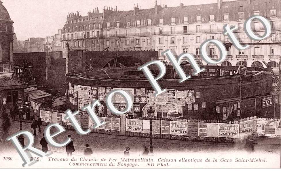 Travaux du Metropolitain, Caisson de la Gare Saint Michel