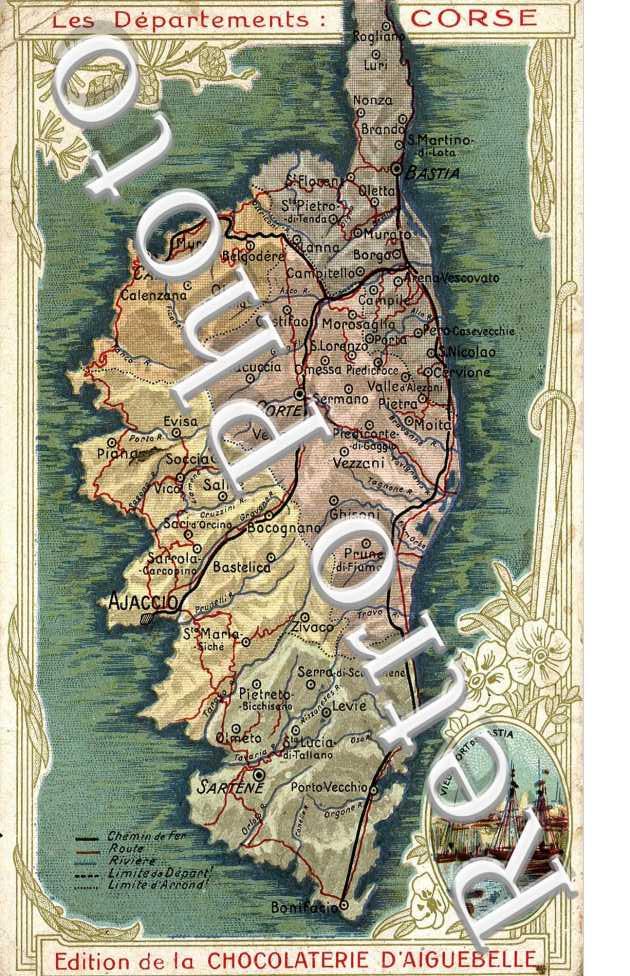 Carte geographique couleur - edition de la chocolaterie d'Aiguebelle
