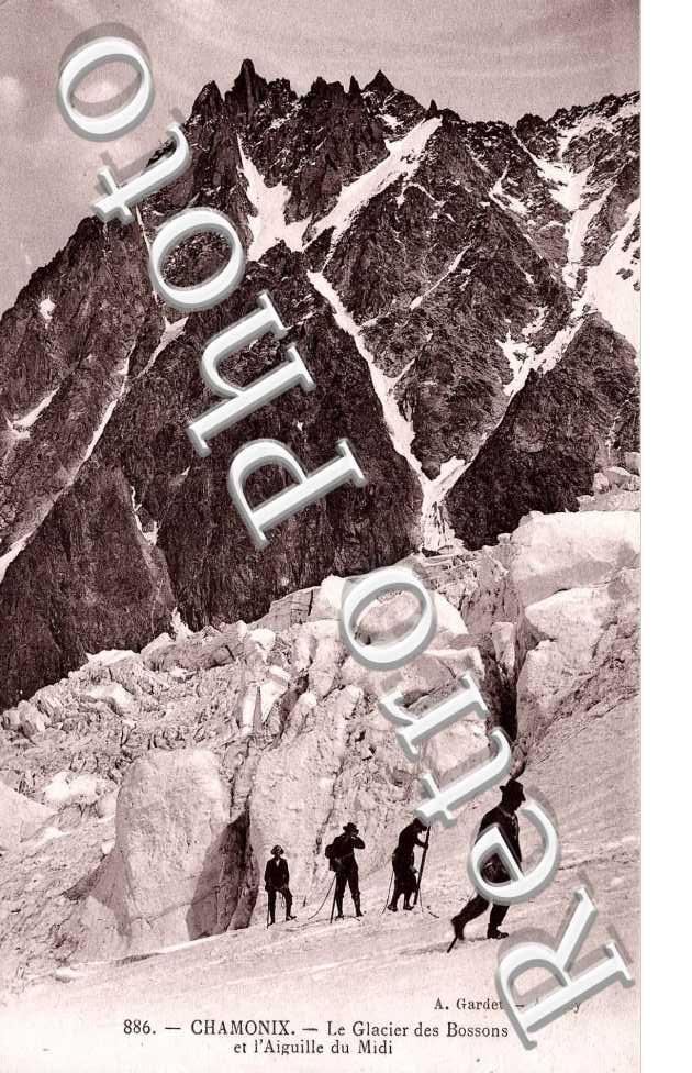 le glacier des Bossons et l'aiguille du Midi