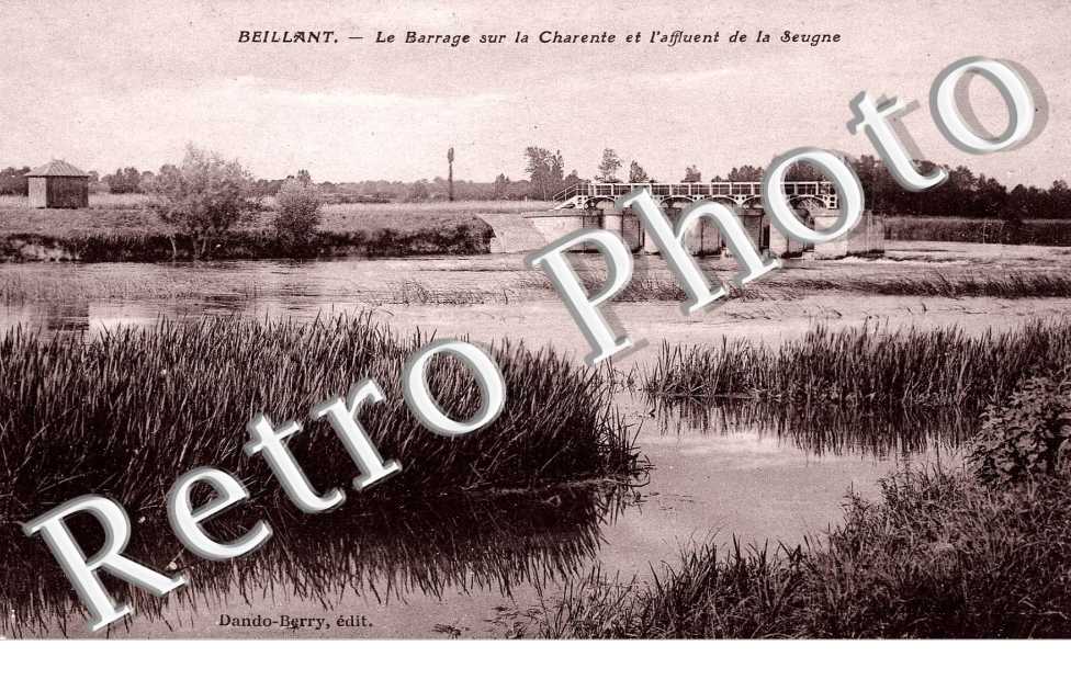 BEILLANT  -  LE BARRAGE SUR LA CHARENTE ET L'AFFLUENT DE LA SEUGNE