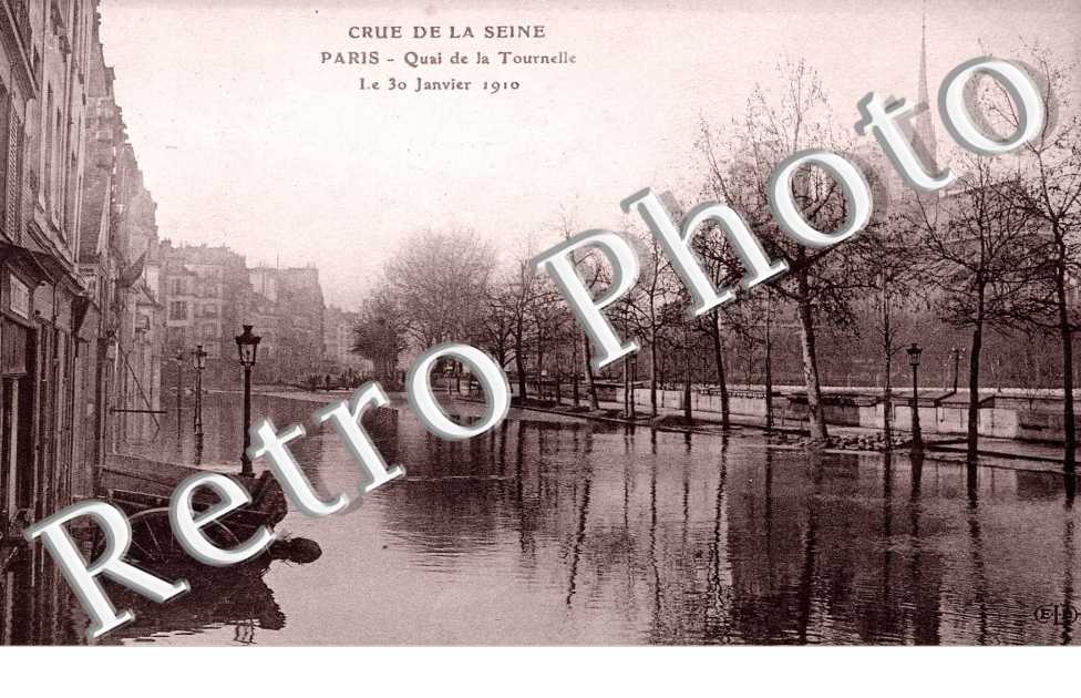 Crue de la Seine quai de la Tournelle