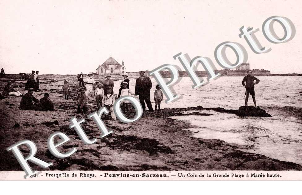 Presqu'ile de Rhuys - Penvins en Sarzeau - un coin de la grande plage a maree haute
