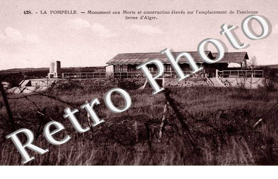 la pompelle, monument aux morts et constructions, emplacement de l' ancienne ferme d' Alger