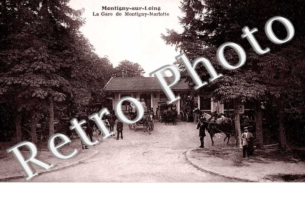 La gare de Montigny-Marlotte - attelages de chevaux (caleches)