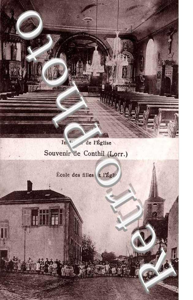 Interieur de l'Eglise, Ecole des filles et l'Eglise