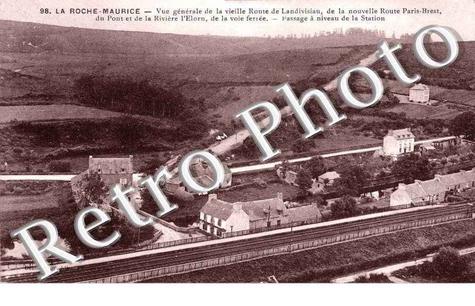 vue de la vieille route de Landivisiau,de la route Paris-Brest,du pont et riviere de l'Elorn