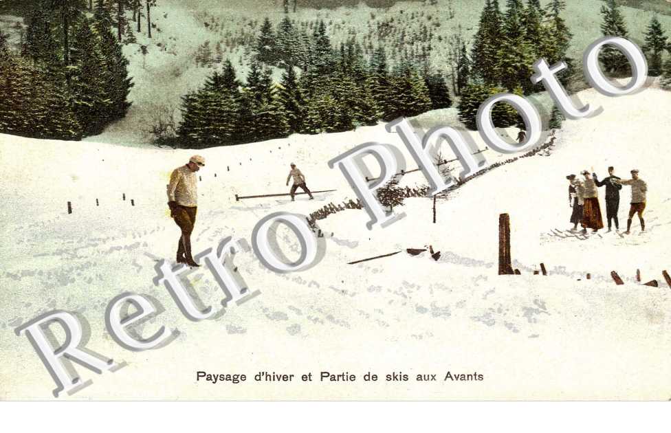 Paysage d'hiver et partie de skis aux Avants