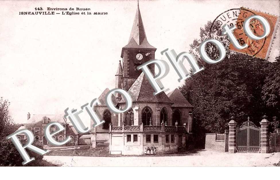 l'église et la mairie (1905)