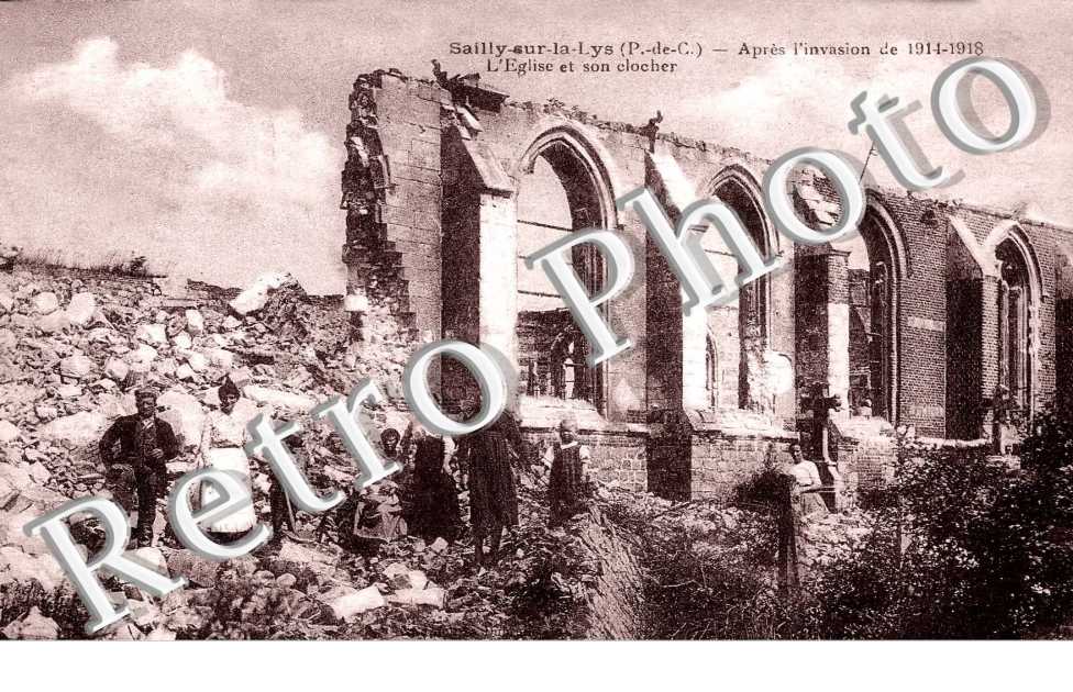 apres l'invasion de 1914-18 - l'eglise et son clocher