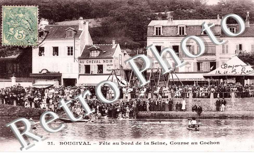 fete au bord de la Seine, course au cochon