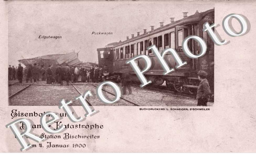 Eisenbahn und Brand Katastrophe bei der Station Bischweiler am 4 januar 1900