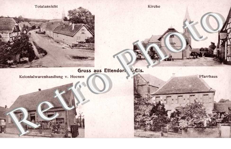 Kolonialwarenhandlung v. Hoenen  Pfarrhaus Kirche Totalansicht