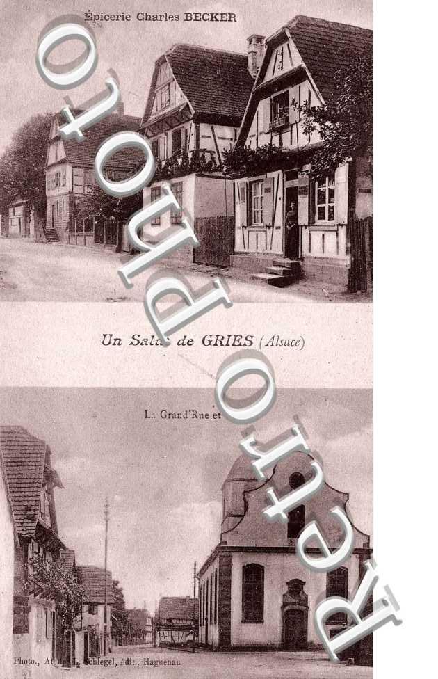 Grande Rue et l'eglise, epicerie Charles Becker