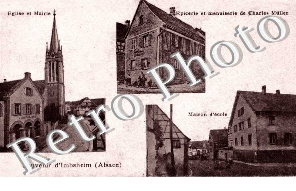 Epicerie et menuiserie de Charles Müller, église et maison d'école
