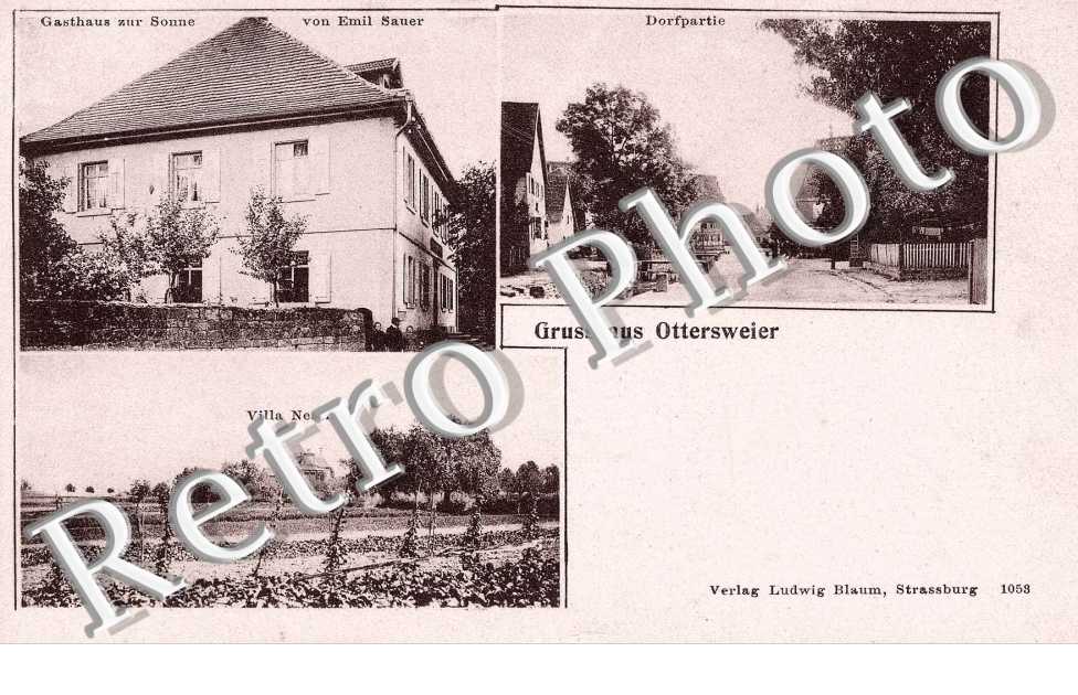 Dorfpartie, Villa Nessler, Gasthaus zur Sonne von Emil Sauer