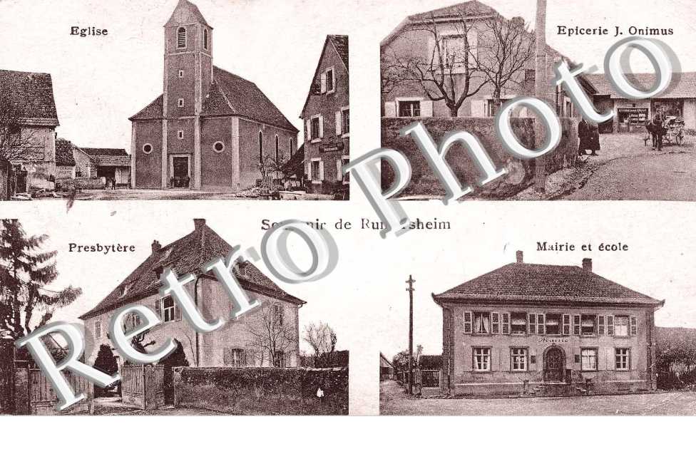 Eglise et Epicerie, Presbytere, Mairie et Ecole