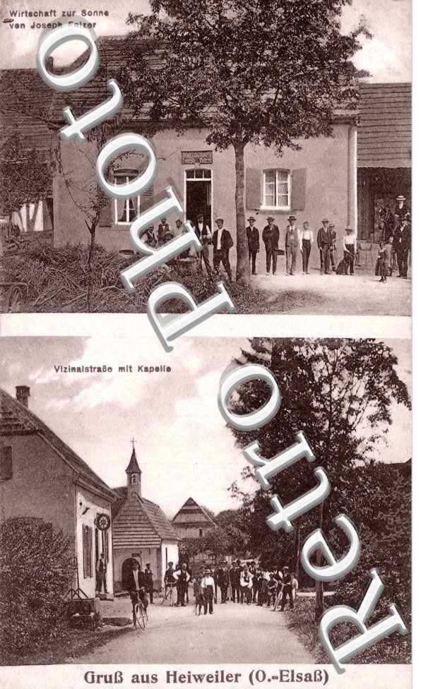 wirtschaft zur Sonne von Joseph Feizer - Vizinalstrasse mit Kapelle
