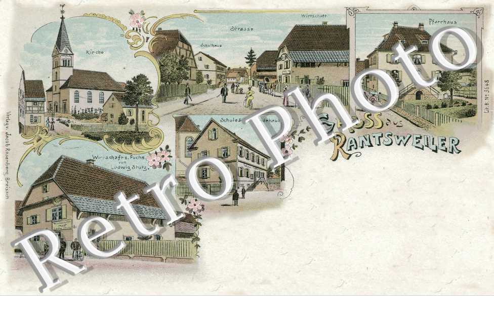 Kirche - Pfarrhaus -  Wirtschaft  z. Fuchs von Ludwig Stutz