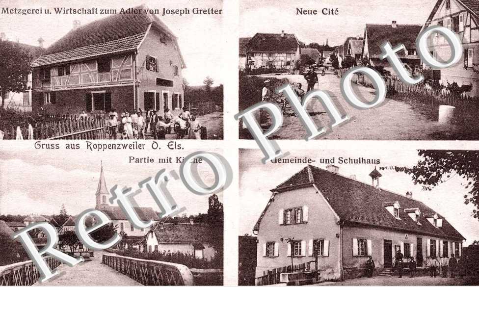 neue cite, partie mit kirche, gemeinde und schulhaus