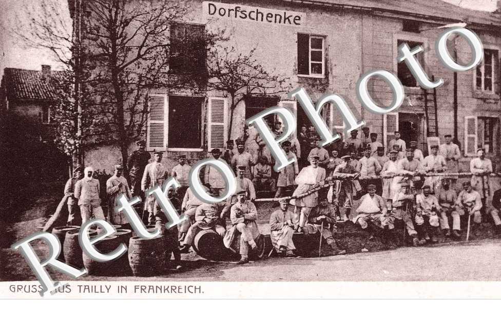 Dorfschenke (auberge du village avec blesses militaires allemands)  carte allemande 1915