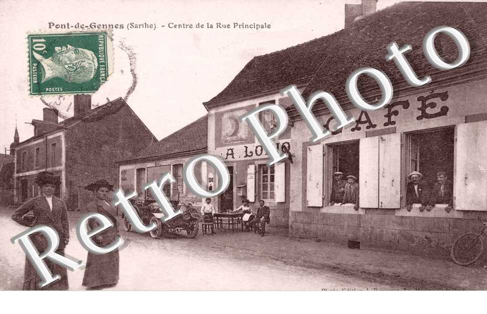 Centre de la rue principale - cafe A. Lorio - automobile