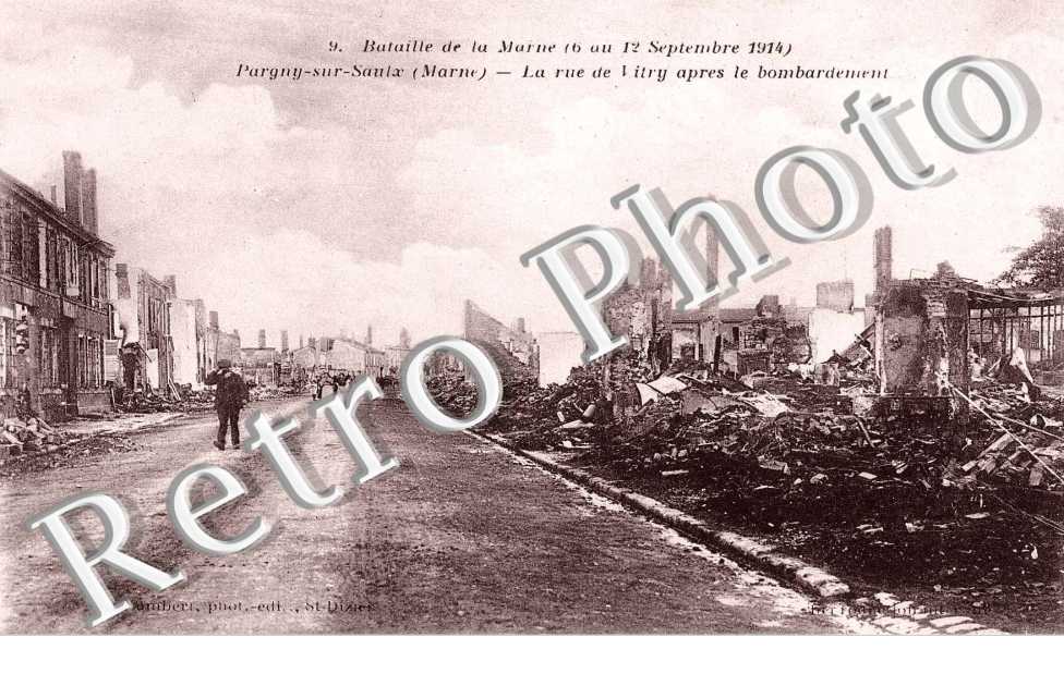 bataille de la Marne ( 6 au 12 decembre 1914 ), la rue de Vitry apres le bombardement