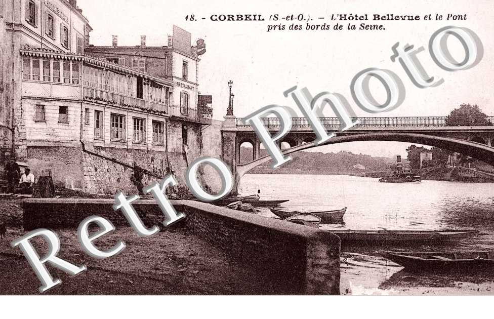 Corbeil L'hotel Bellevue et le pont