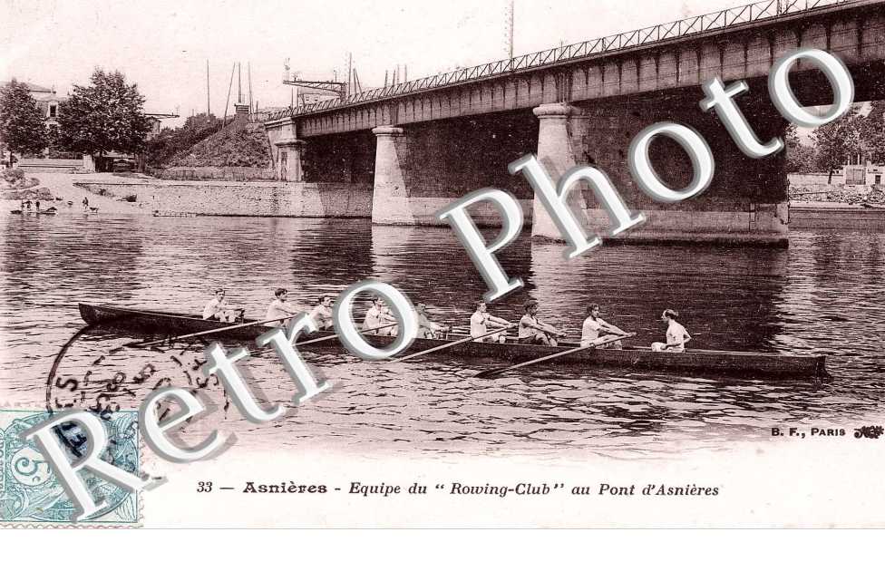 Equipe du "Rowing-club" au pont d'Asnieres