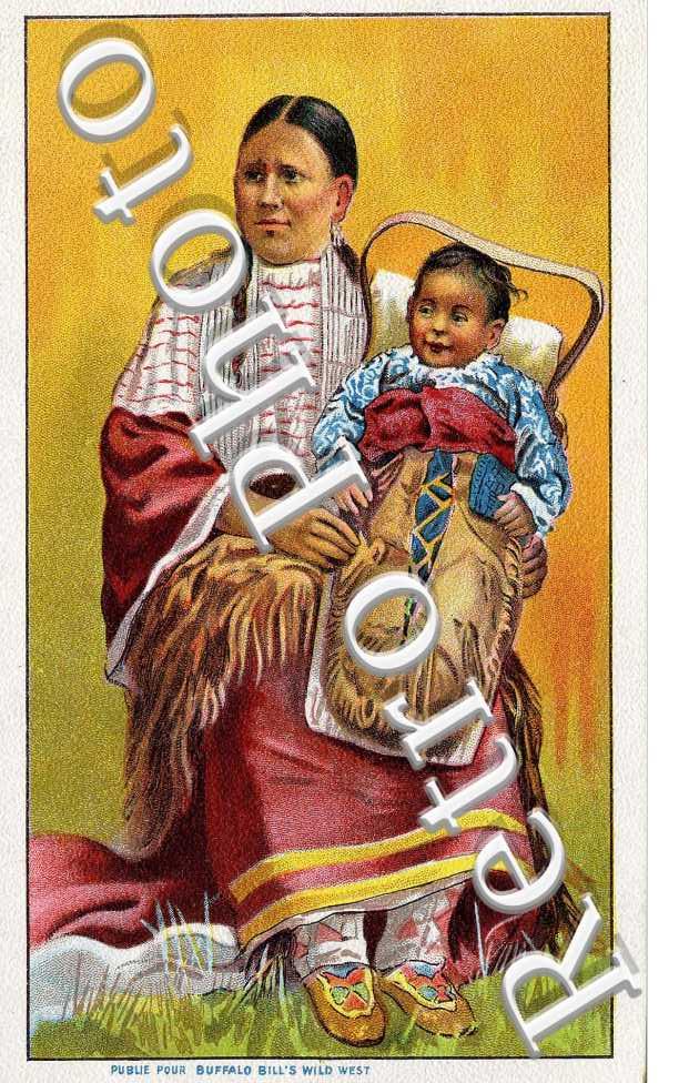 Publie pour Buffalo Bill's wild West -  INDIENS CARTE COULEUR