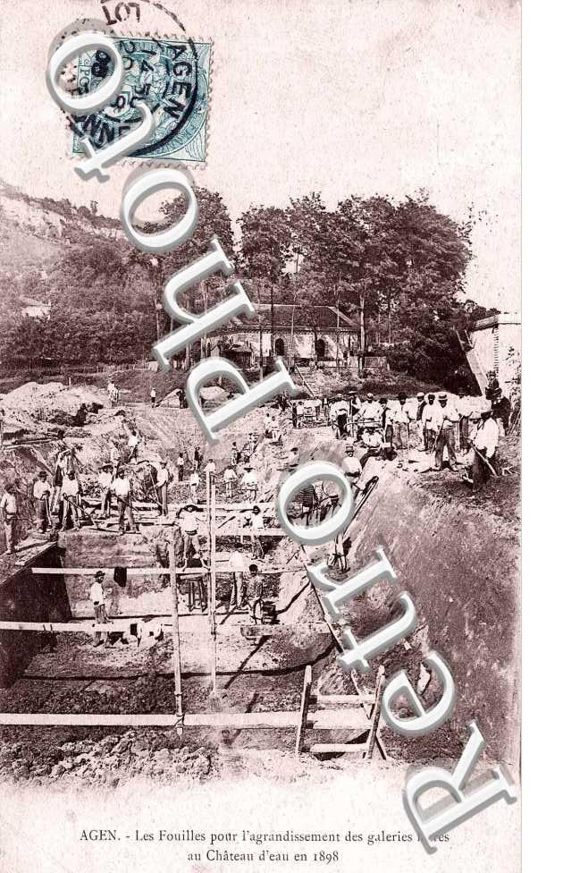 Fouilles pour l'agrandissement des galeries filtres au Chateau d'eau