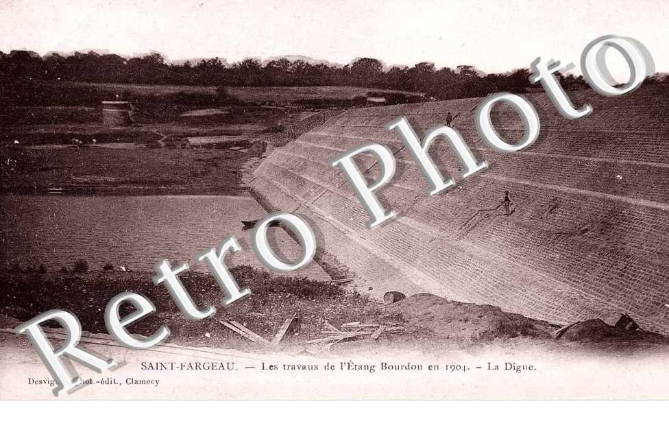 les travaux de l' etang Bourdon en 1904, la digue