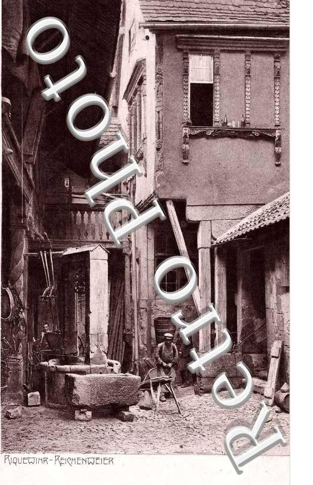 une cour - vendangeurs et leur hotte