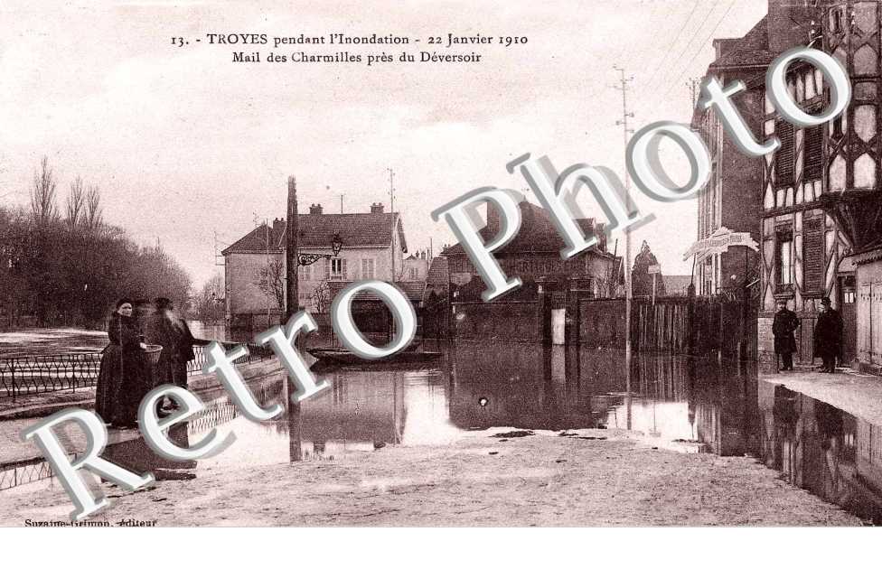 Mail des Charmilles pres du deversoir  Inondation  22 janvier 1910