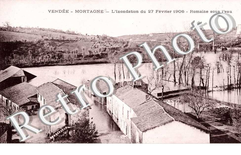 Vendee  -  Mortagne  L'inondation du 27 fevrier 1906  -  Romaine sous l'eau