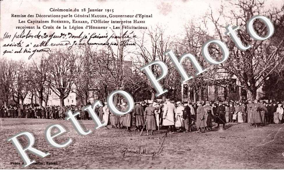 ceremonie du 18 janvier 1815 - remise de decoration par le general Mauger (Croix de la Legion d'Honneur)