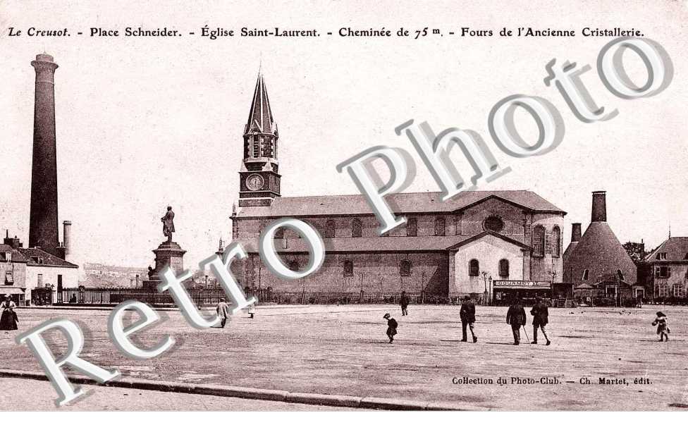 Place schneider - Eglise Saint Laurent - Cheminee de 75m - Fours de l'ancienne Cristallerie