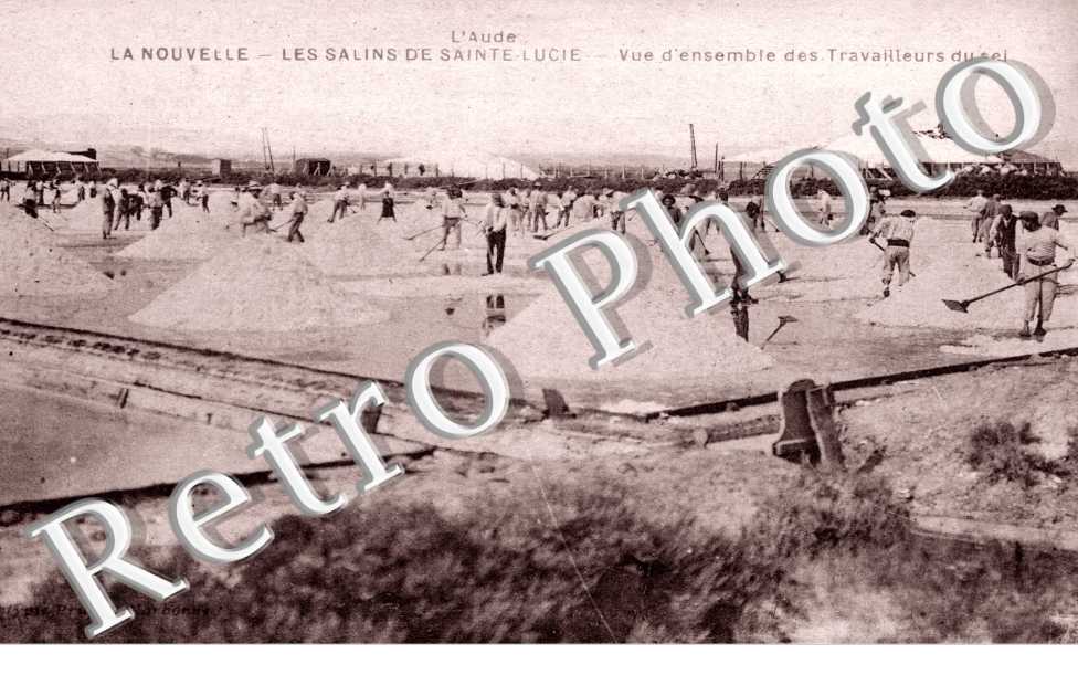 LA NOUVELLE - LES SALINS DE SAINTE-LUCIE Vue d'ensemble des travailleurs du sel