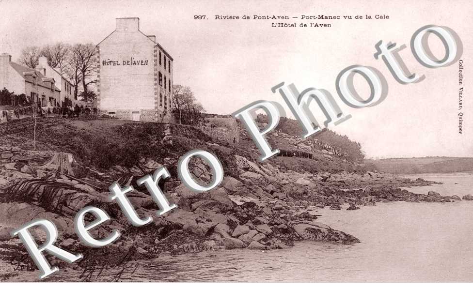 Riviere de Pont-Aven, Port-Manec vu de la Cale, l'Hotel de l'Aven