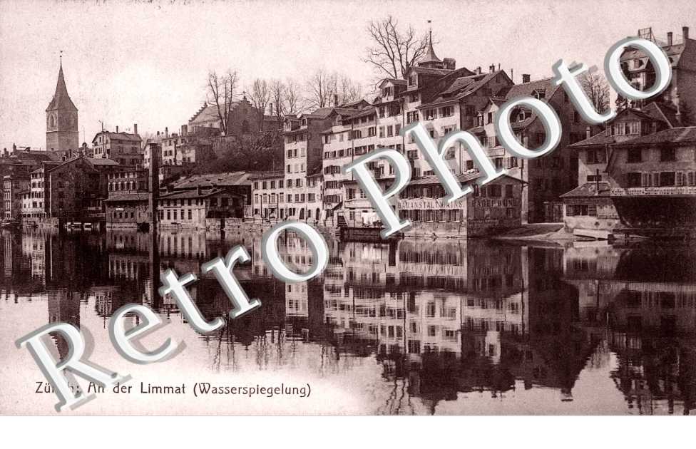 An der Limmat, Wasserspiegelung. Reflet de l'eau de Llimmat