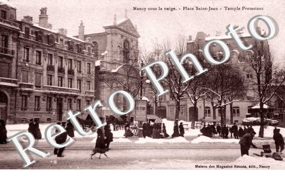 Nancy sous la neige Place Saint-Jean Temple Protestant 