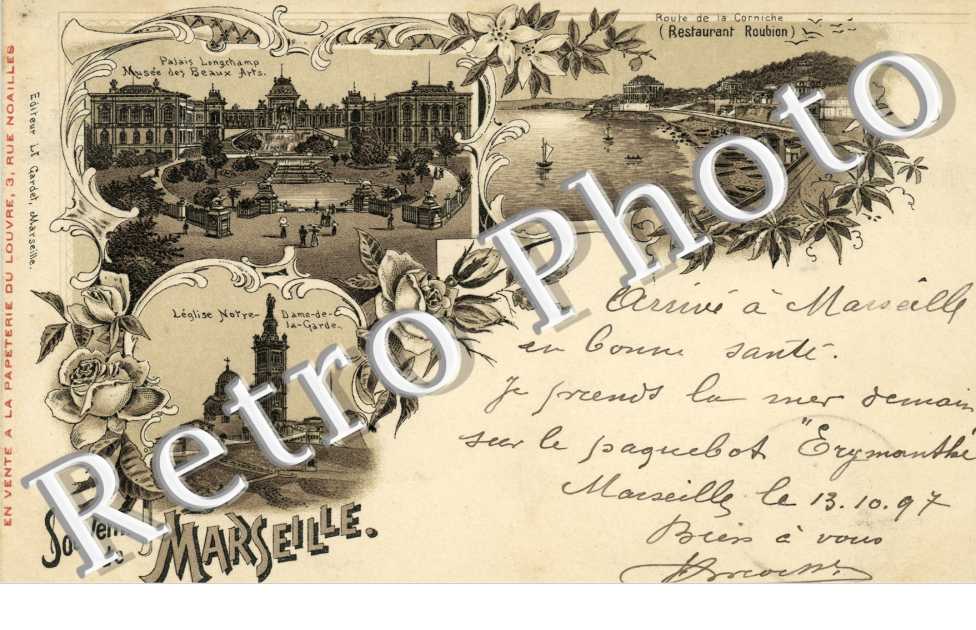 Carte multivues, Palais Longchamp, Restaurant Roubion, l'Eglise Notre Dame de la Garde