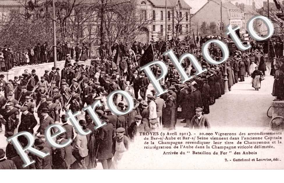 Arrivee du Bataillon de Fer des Aubois, 9 avril 1911 Vignerons de Bar sur Aube